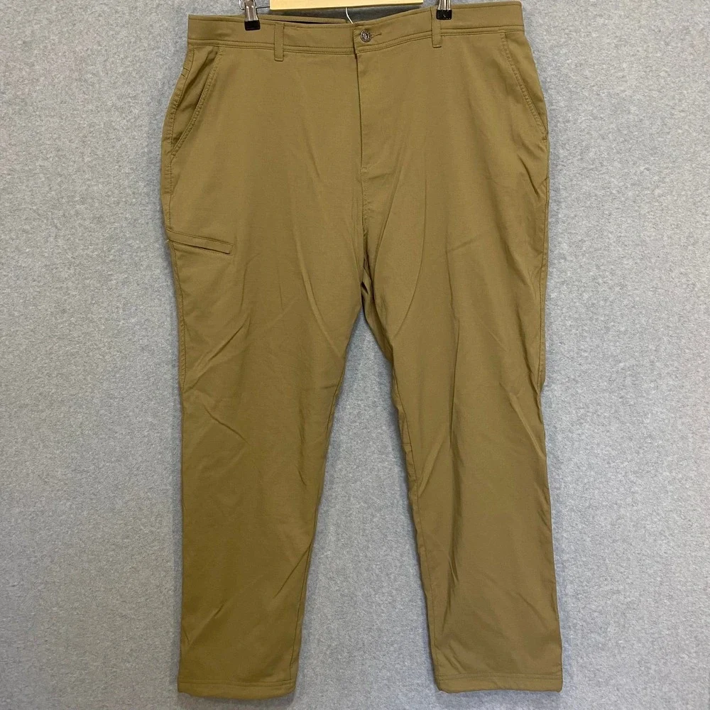 GERRY Men's 40x32 Fleece Lined Outdoor Tan Nylon Spandex Stretch Hiking Pants